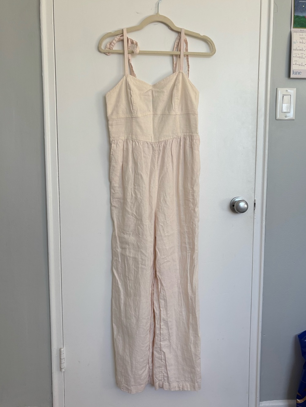 Old Navy Women's Cream Tie-Strap Jumpsuit